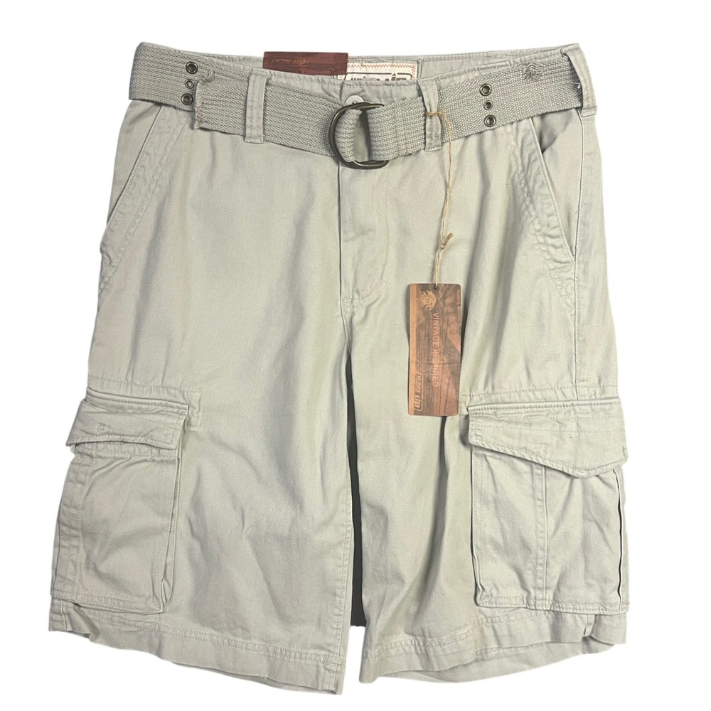 Urban Pipeline Cargo Shorts Men Size 32 Khaki New Belted Multi Pocket Cotton